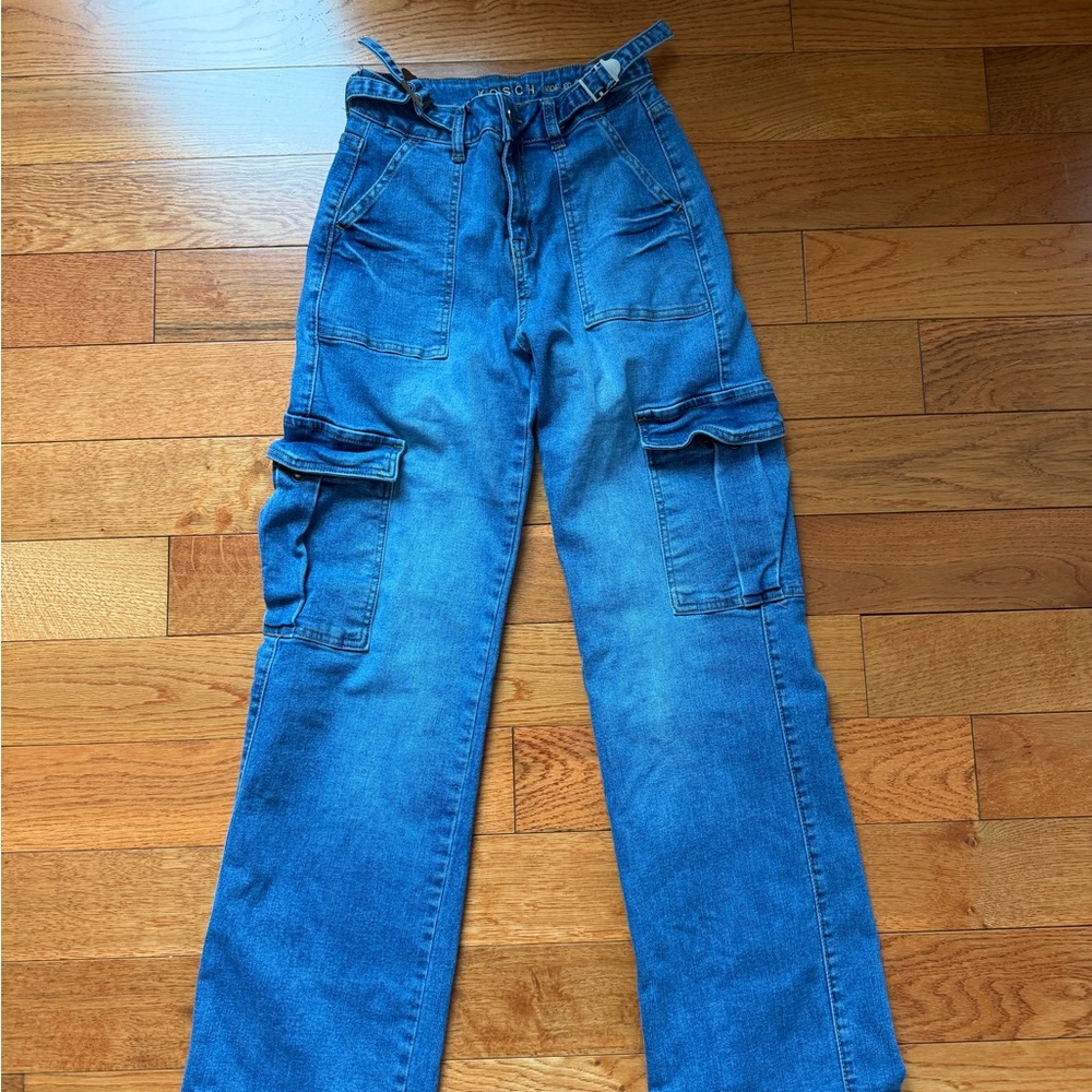 Cargo straight leg jeans (high waisted)